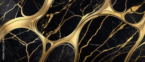 Panel kuchenny z motywem A black and gold marble texture background with swirling patterns