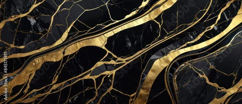 Panel kuchenny z motywem A black and gold marble texture background with swirling patterns