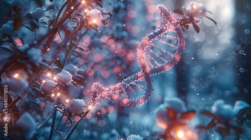 Detailed image of dna, RNA, neon light, hd, 4k 