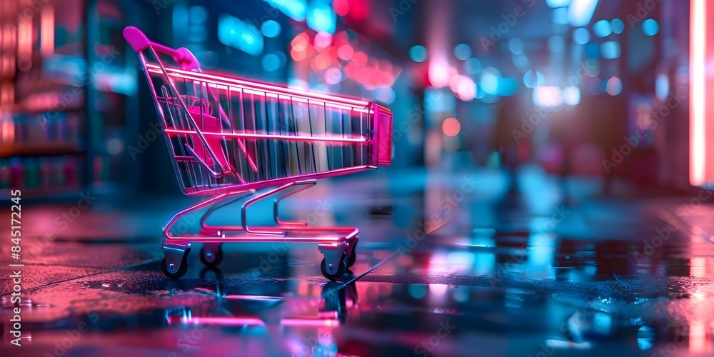 Digital shopping experience with 3D neon design for instant purchases. Concept 3D Neon Design, Instant Purchases, Digital Shopping Experience Digital shopping experience with 3D neon design for instant purchases. Concept 3D Neon Design, Instant Purchases, Digital Shopping Experience