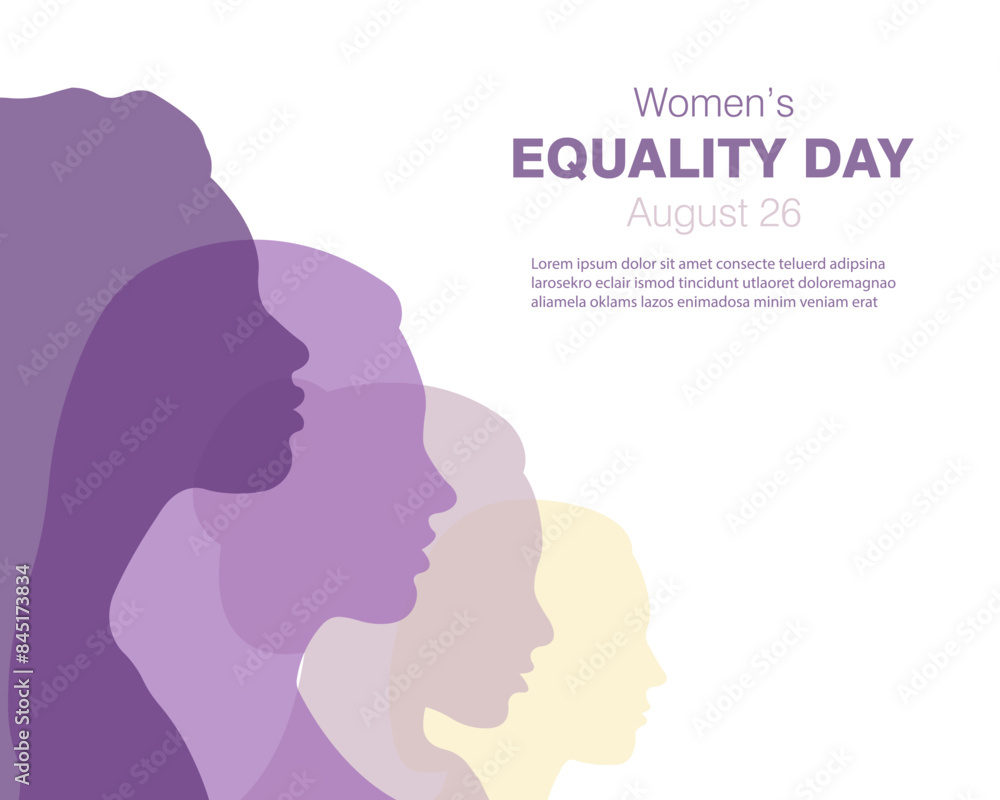 Women's Equality Day banner.Vector illustration with silhouettes of women and space for text.