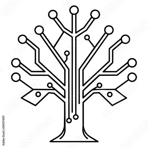 Silhouette cybernetics tree - Vector design and illustration - Digital vector - Latest vector - Premium Victor