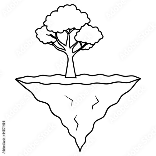 Silhouette of a tree with floating Island - Vector design and illustration - Digital vector - Latest vector - Premium Victor