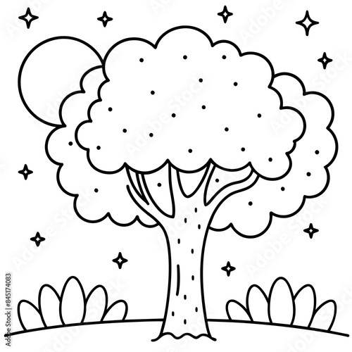 tree in winter whimsical night tree - Vector design and illustration - Digital vector - Latest vector - Premium Victor