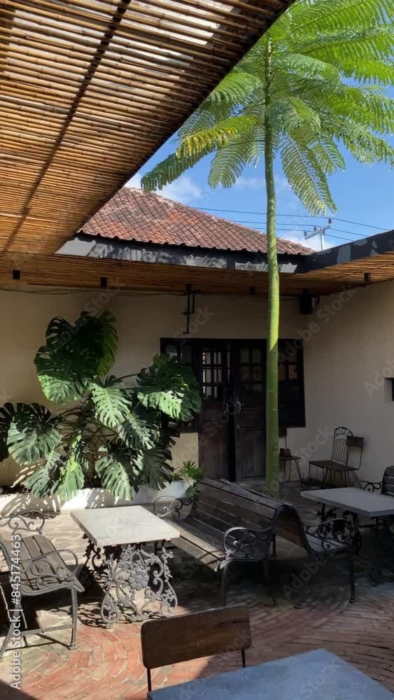 Tranquil Outdoor Cafe with Bamboo Roof Tranquil Outdoor Cafe with Bamboo Roof