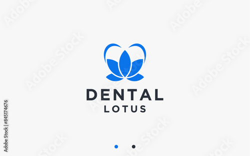 dental with lotus logo design vector silhouette illustration