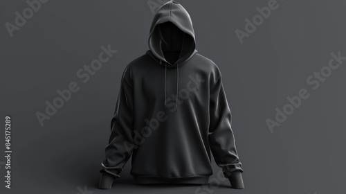 plain black hoodie jacket, suitable for mockup design needs © Maftuh
