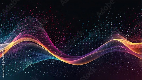 A vibrant abstract glowing neon wave background with Colorful lines Generative Ai.