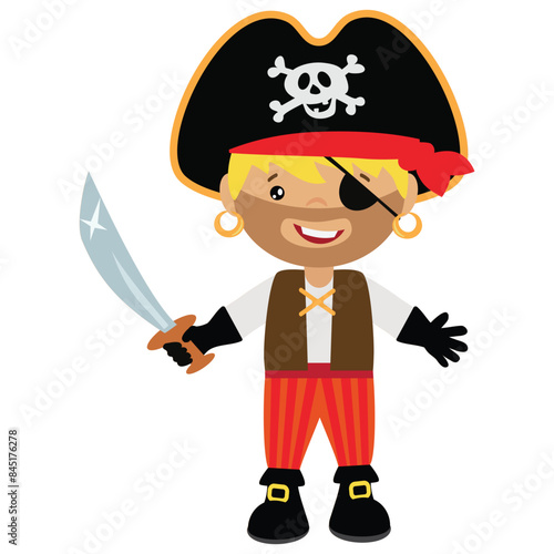 Funny pirate   vector cartoon illustration