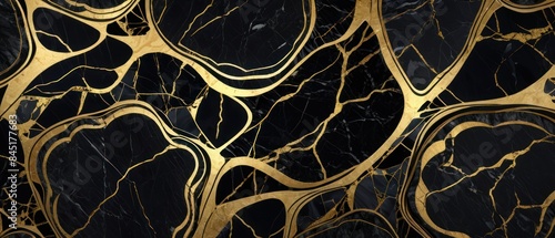 Panel kuchenny z motywem A black and gold marble texture background with swirling patterns