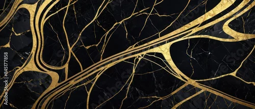 Panel kuchenny z motywem A black and gold marble texture background with swirling patterns