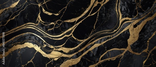 Panel kuchenny z motywem A black and gold marble texture background with swirling patterns