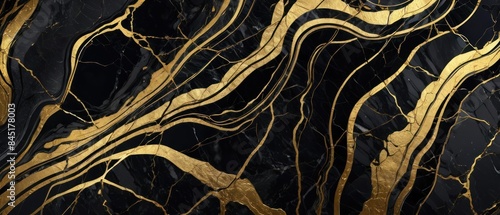 Panel kuchenny z motywem A black and gold marble texture background with swirling patterns
