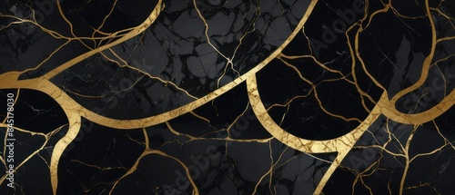 Panel kuchenny z motywem A black and gold marble texture background with swirling patterns