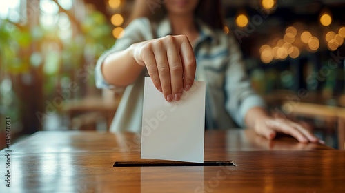Woman putting her vote in the ballot box