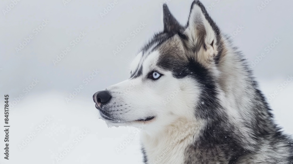 Siberian husky against white backdrop Siberian husky against white backdrop
