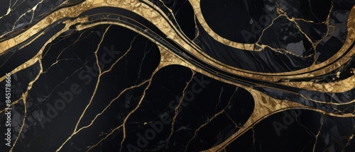 Panel kuchenny z motywem A black and gold marble texture background with swirling patterns