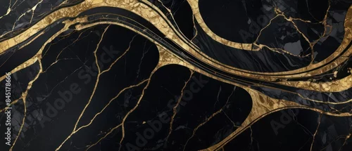 Panel kuchenny z motywem A black and gold marble texture background with swirling patterns