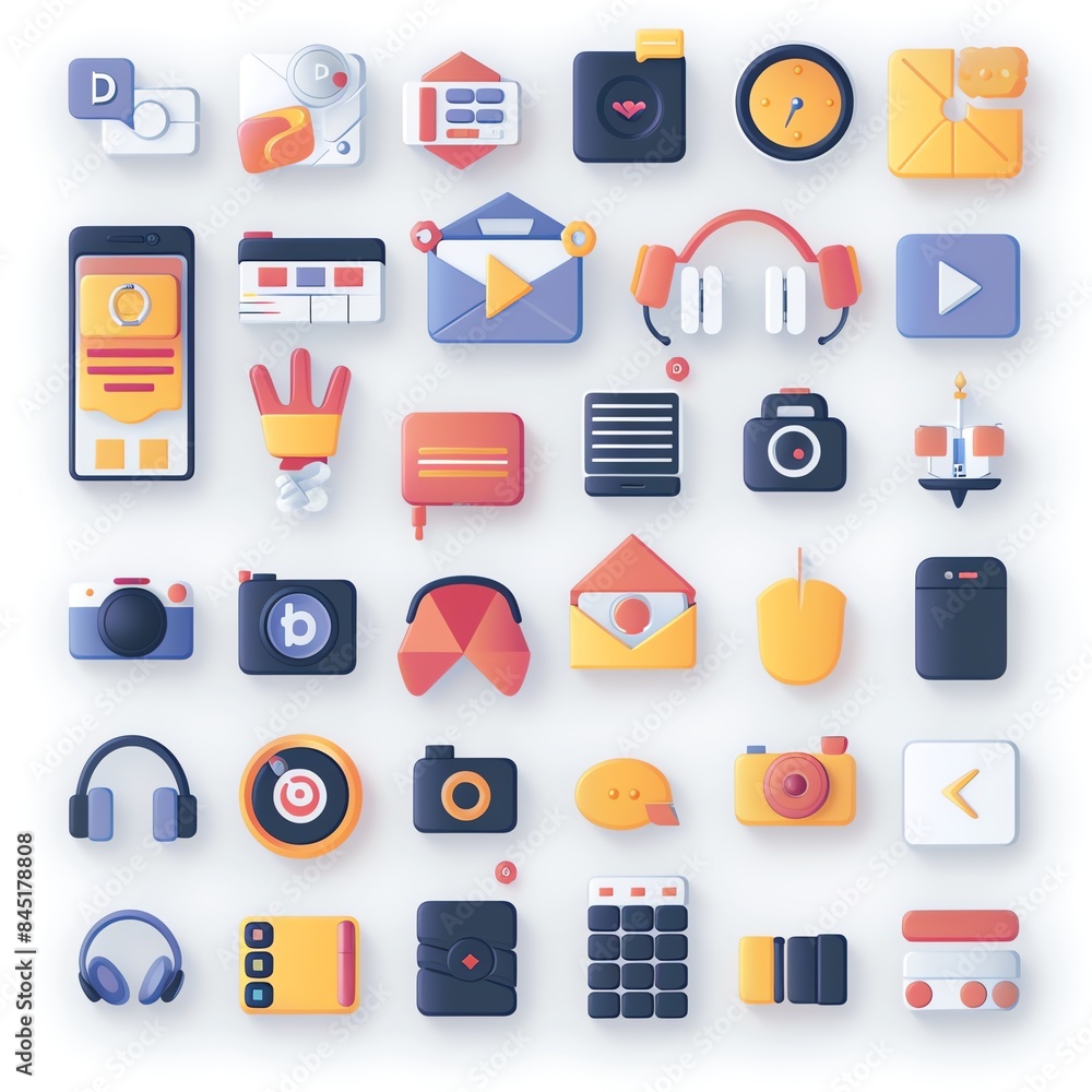 Colorful 3d app icons set Colorful 3d app icons set