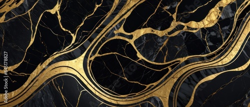 Panel kuchenny z motywem A black and gold marble texture background with swirling patterns