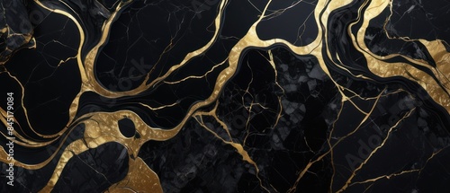 Panel kuchenny z motywem A black and gold marble texture background with swirling patterns