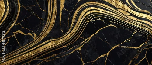 Panel kuchenny z motywem A black and gold marble texture background with swirling patterns