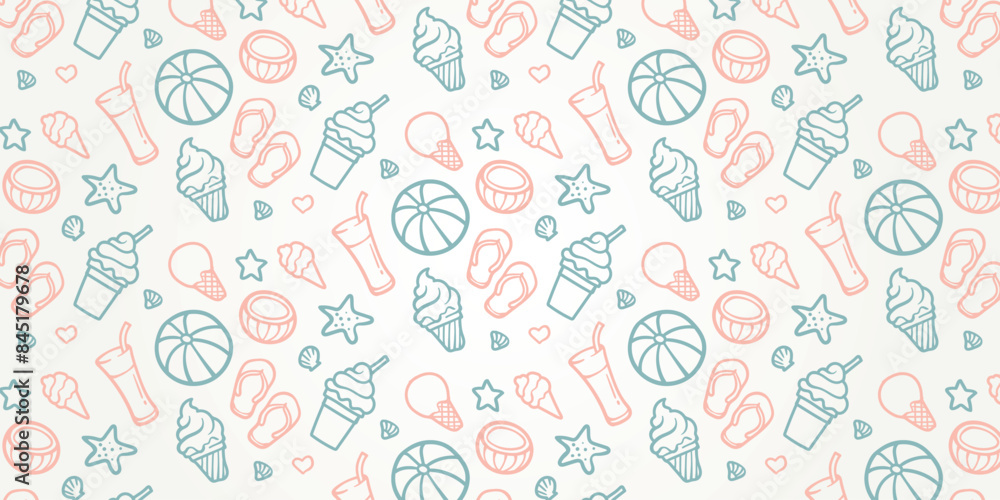 hand drawn line art summer beach seamless pattern vector illustration design. minimalist pattern for a beach holiday background concept hand drawn line art summer beach seamless pattern vector illustration design. minimalist pattern for a beach holiday background concept