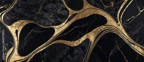 Panel kuchenny z motywem A black and gold marble texture background with swirling patterns