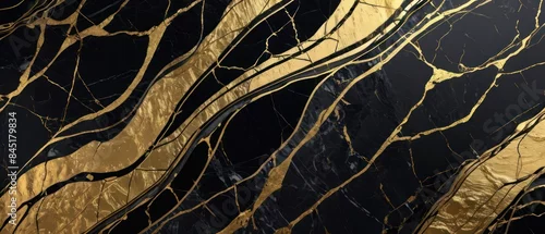 Panel kuchenny z motywem A black and gold marble texture background with swirling patterns