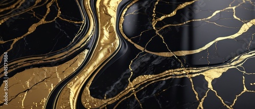 Panel kuchenny z motywem A black and gold marble texture background with swirling patterns