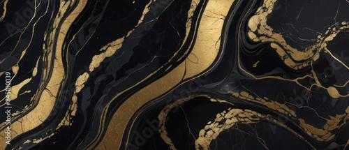 Panel kuchenny z motywem A black and gold marble texture background with swirling patterns