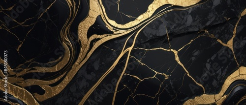 Panel kuchenny z motywem A black and gold marble texture background with swirling patterns