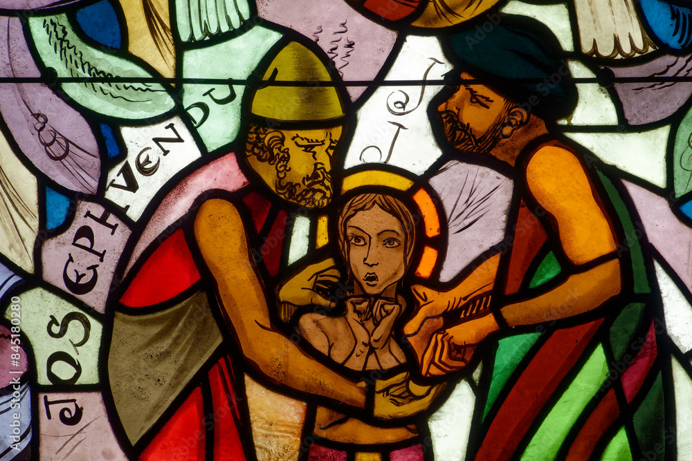 Joseph, son of Jacob, sold into slavery by his jealous brothers.. Joseph, fils de Jacob, vendu en esclavage par ses frères jaloux. Annecy - France