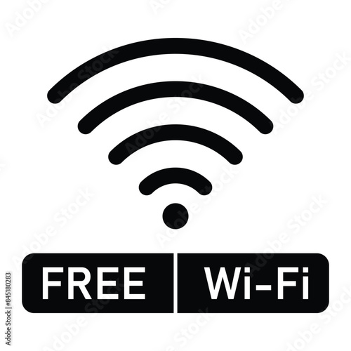 free wifi icon. free Wi-Fi printable sticker for cafe, shop, restaurant. vector illustration on transparent background. 