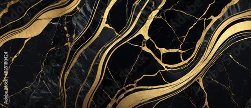 Panel kuchenny z motywem A black and gold marble texture background with swirling patterns