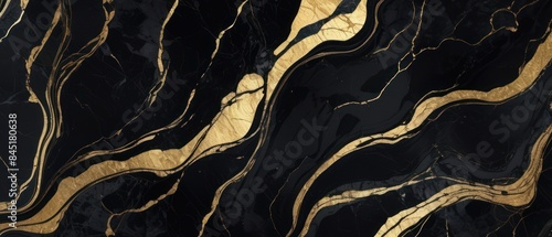 Panel kuchenny z motywem A black and gold marble texture background with swirling patterns
