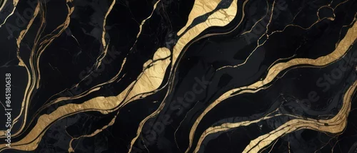 Panel kuchenny z motywem A black and gold marble texture background with swirling patterns