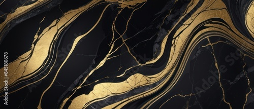Panel kuchenny z motywem A black and gold marble texture background with swirling patterns
