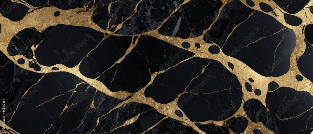 A black and gold marble texture background with swirling patterns A black and gold marble texture background with swirling patterns