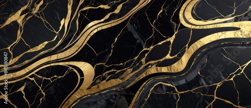 Panel kuchenny z motywem A black and gold marble texture background with swirling patterns