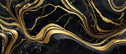 Panel kuchenny z motywem A black and gold marble texture background with swirling patterns