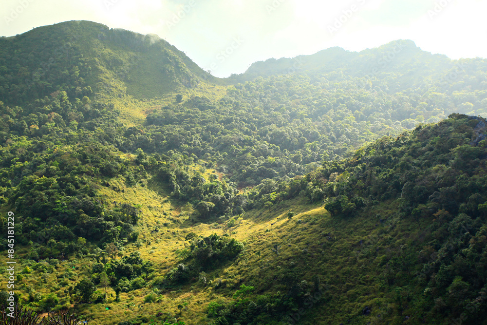 Fototapeta premium Nature and scenic views of the Doi Luang Chiang Dao Mountain in Chiang Dao Wildlife Reserve Chiang Mai Province, Thailand 