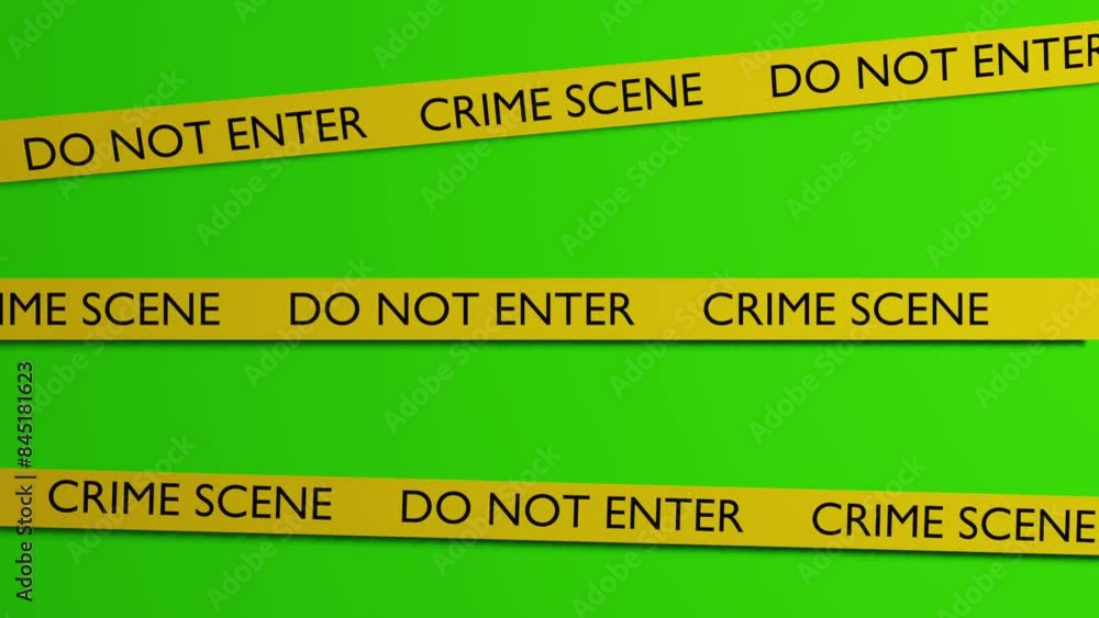 Police Tape. Yellow tape with caution message. Crime Scene. Do not enter. Tape unreeling and