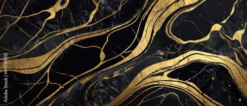 Panel kuchenny z motywem A black and gold marble texture background with swirling patterns