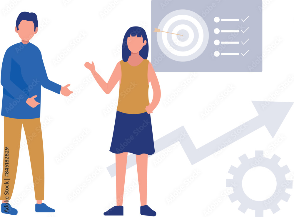 The boy and the girl are standing. The boy and the girl are standing.