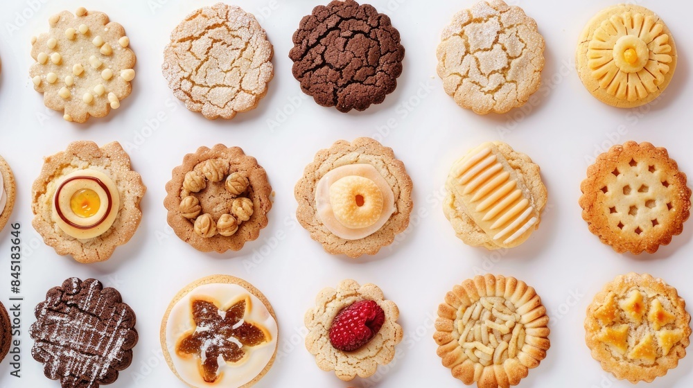 Biscuits displayed against a white backdrop Biscuits displayed against a white backdrop