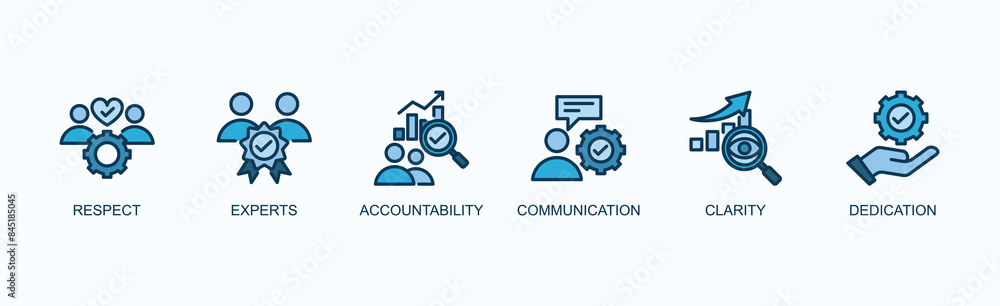 Expert Respect Banner Web Icon Vector Illustration Concept With Respect, Experts, Accountability, Communication, Clarity, Dedication Expert Respect Banner Web Icon Vector Illustration Concept With Respect, Experts, Accountability, Communication, Clarity, Dedication
