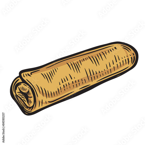 Wrap vegetable roll line drawing vector illustration.