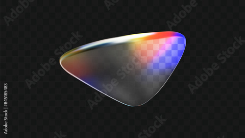 3d holographic abstract liquid shape. Crystal gradient with prism effect blob object. Organic translucent bubble with rainbow reflection flare for overlay. Empty transparent futuristic refraction neon