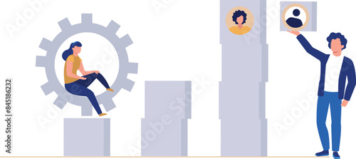 Girl and boy are working on candidate selection.